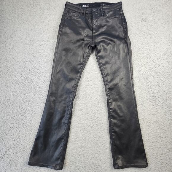 Ag Adriano Goldschmied Denim - AG Adriano Goldschmied Pants 24 The Jodi Crop Coated Black High Rise Slim Flare